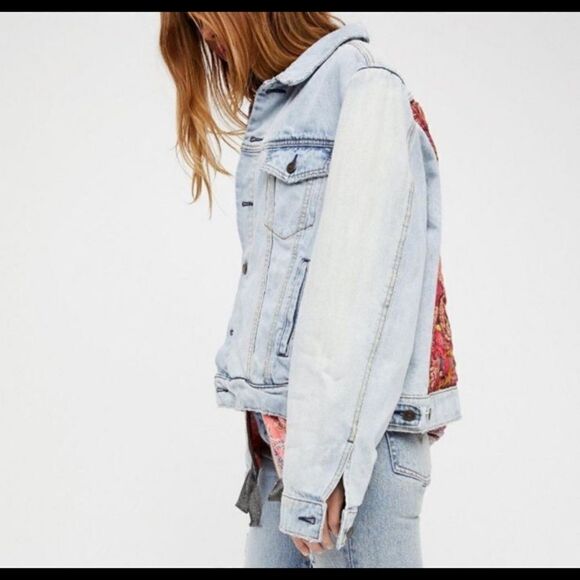 Free people jeans jacket size XS oversized impeccable paisley - Picture 10 of 17